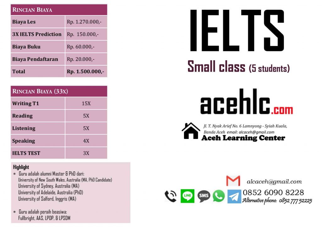 Brosur Kursus IELTS di Banda Aceh bersama AcehLC