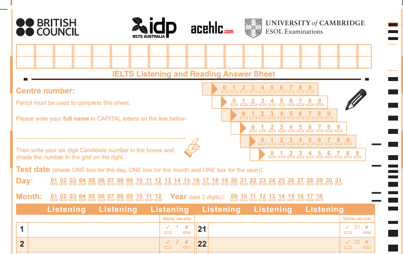 Ilustrasi Lembaran Jawaban Listening IELTS Prediction Test